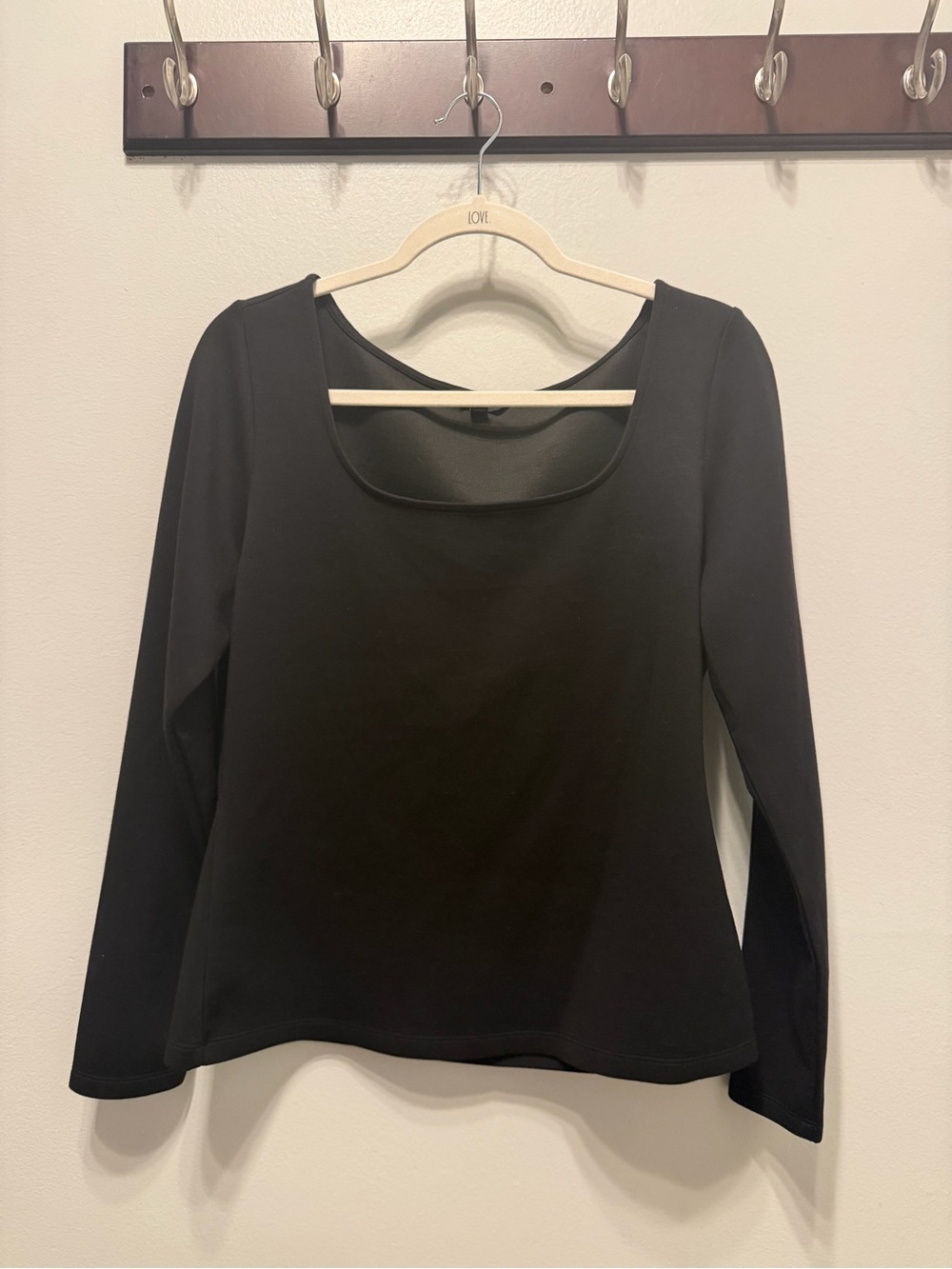 Banana Republic Black Long-Sleeve Scoop Neck Top